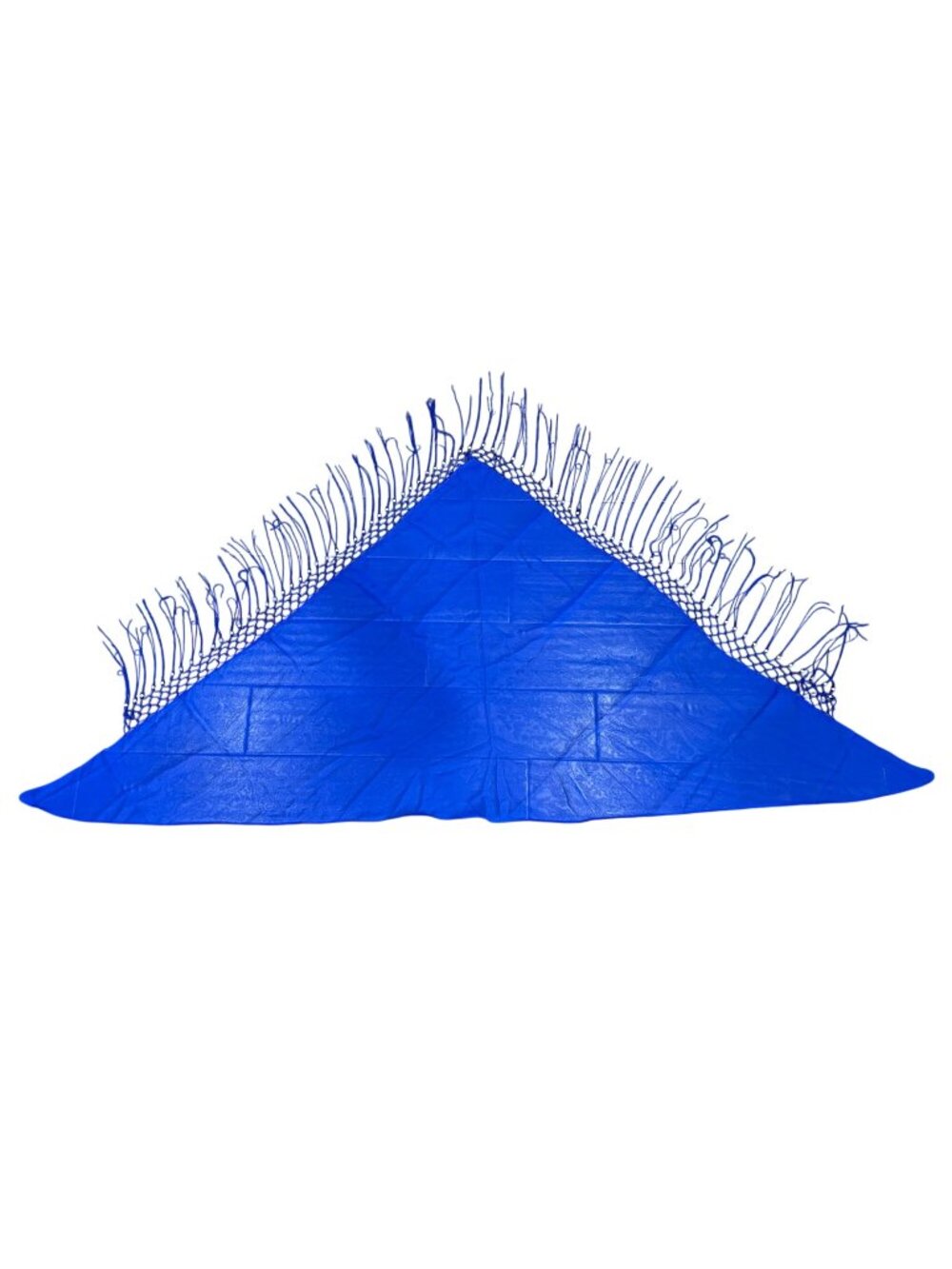 Rima Royal Blue Triangle Beach Sarong Fringe Beaded Terivoile Fabric Boho Retro